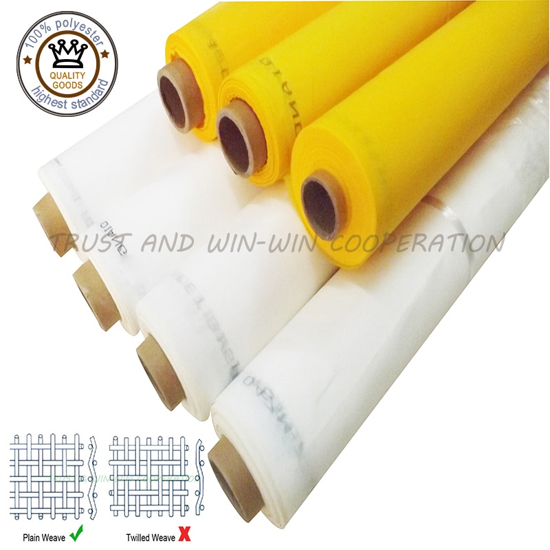 무료 배송 고품질 노란색 120t-34um-165cm-50mts 인쇄용 100% 폴리 에스터 직물 스트레치 메쉬